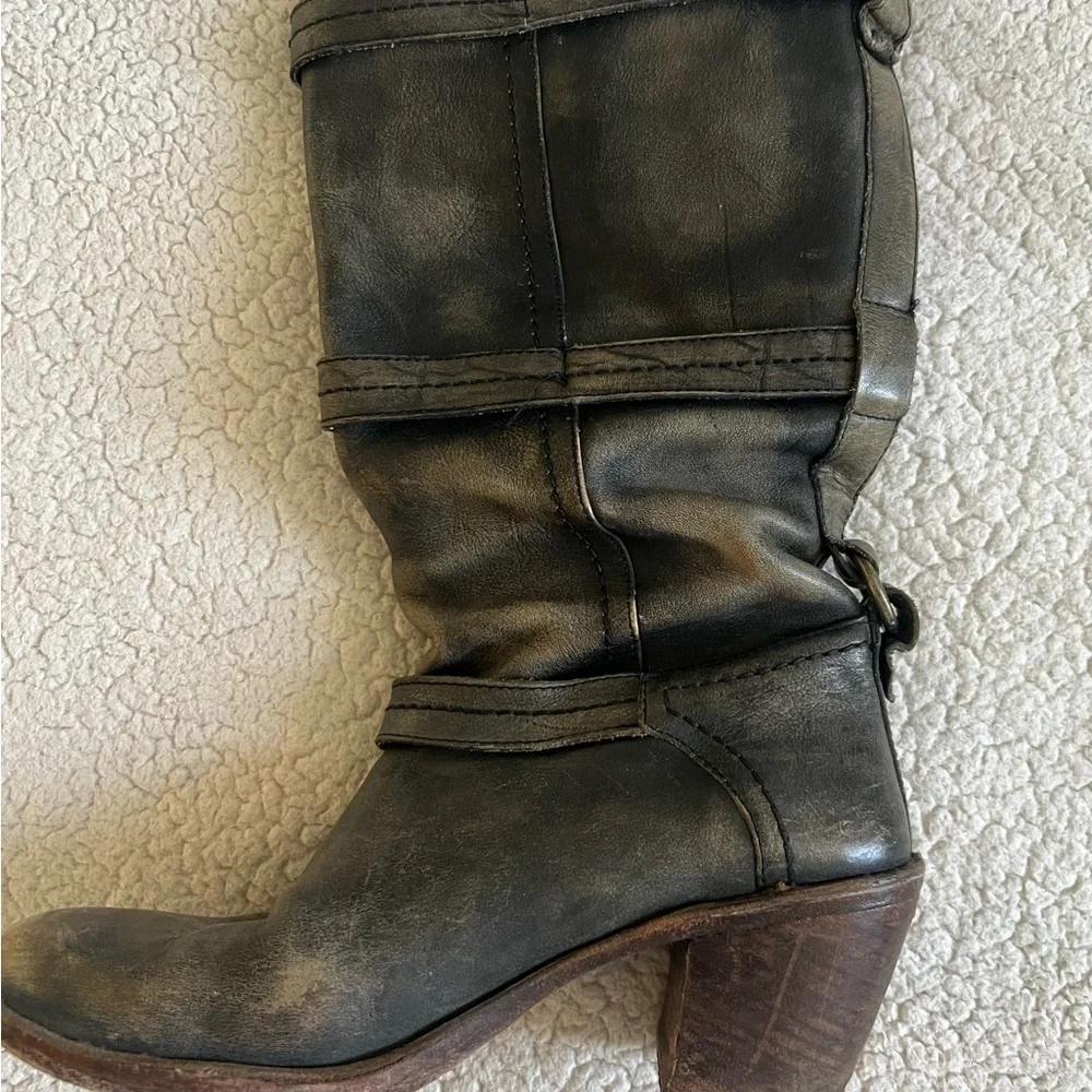 Frye Women's Black Distressed Leather Boots - Picture 11 of 13
